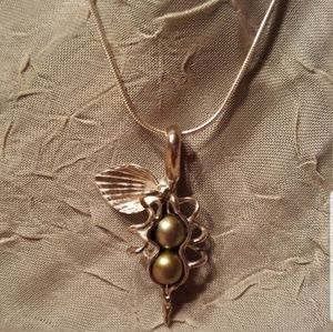 Elegant Silver and Gold Pea Pod Pendant Necklace